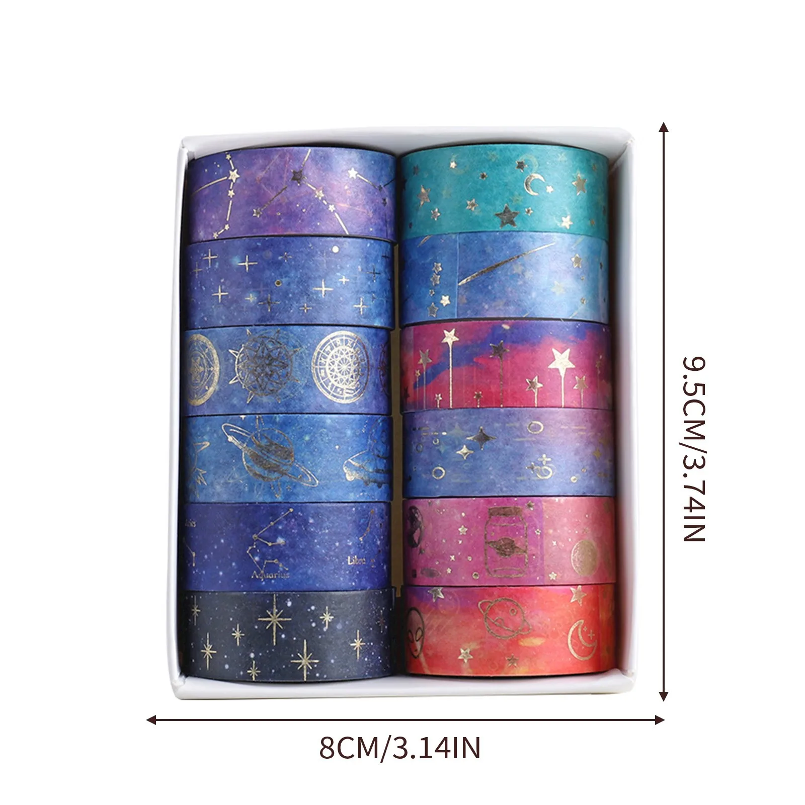 12/24/48 rolls Gold Foil Starry Sky Washi Tape Set- Premium Adhesive Stickers For Scrapbooking, Crafting & Holiday Party Decor 6