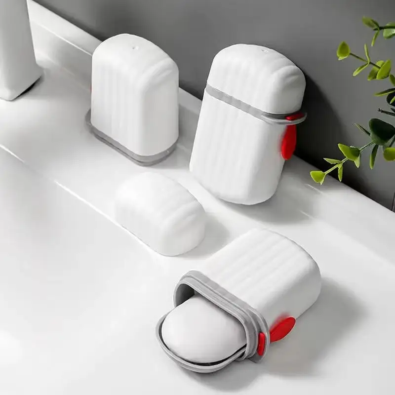 2pcs Portable Soap Sealed Storage Box Waterproof Travel Home Bathroom Soap Box With Lid Storage Box Soap Box Organizer Tray