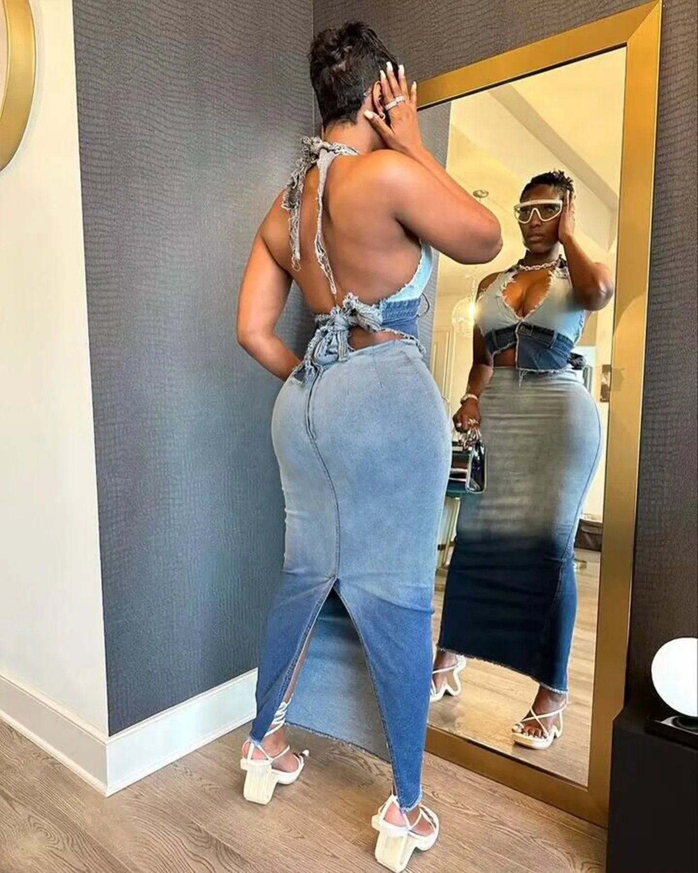 Summer Women's Suit Denim Short Jacket And Long Skirt Sets Fashion Ladies Comfortable Casual Bag Hip Skirt Sexy Two-Piece Set
