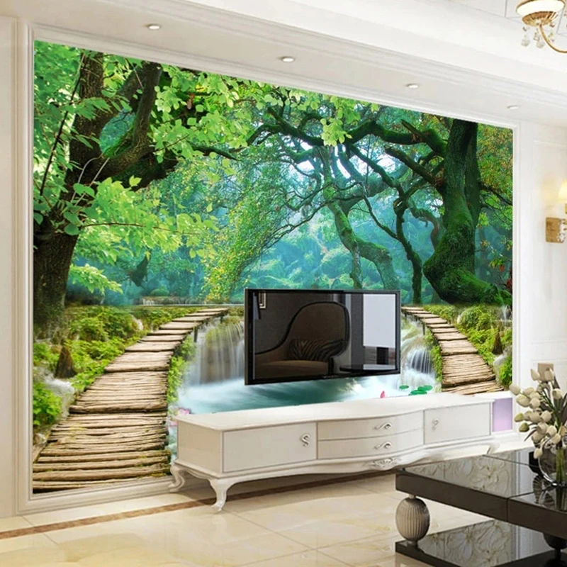 Beautiful Green Wall Murals For Living Room Theme