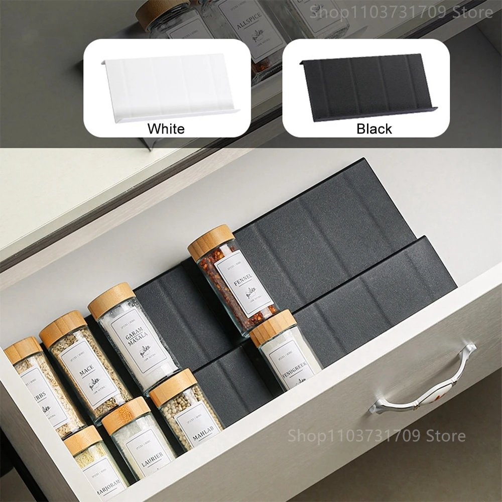 Spice Drawer Organizer Adjustable Spice Rack for Spice Jars 4 Layers Kitchen Spice Drawer Shelf Cabinet Pantry Kitchen Organizer 3