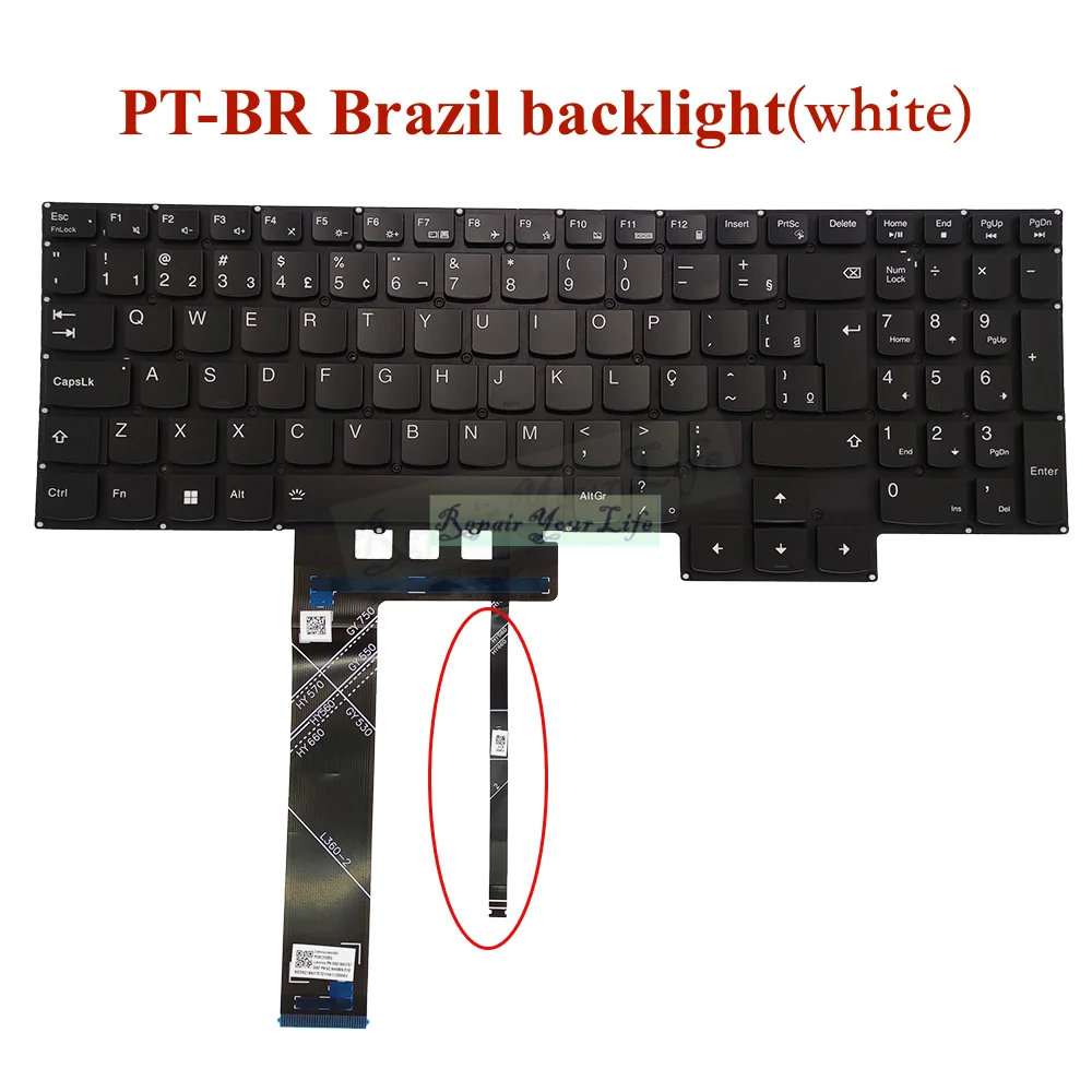 Latin Brasil Francês Alemão Russo Teclado Retroiluminado para Lenovo Legion Pro16ach6 Pro-16ach6h 16arh7h 15ach6h Pro-16ith6 16iah7 - Imagem 2