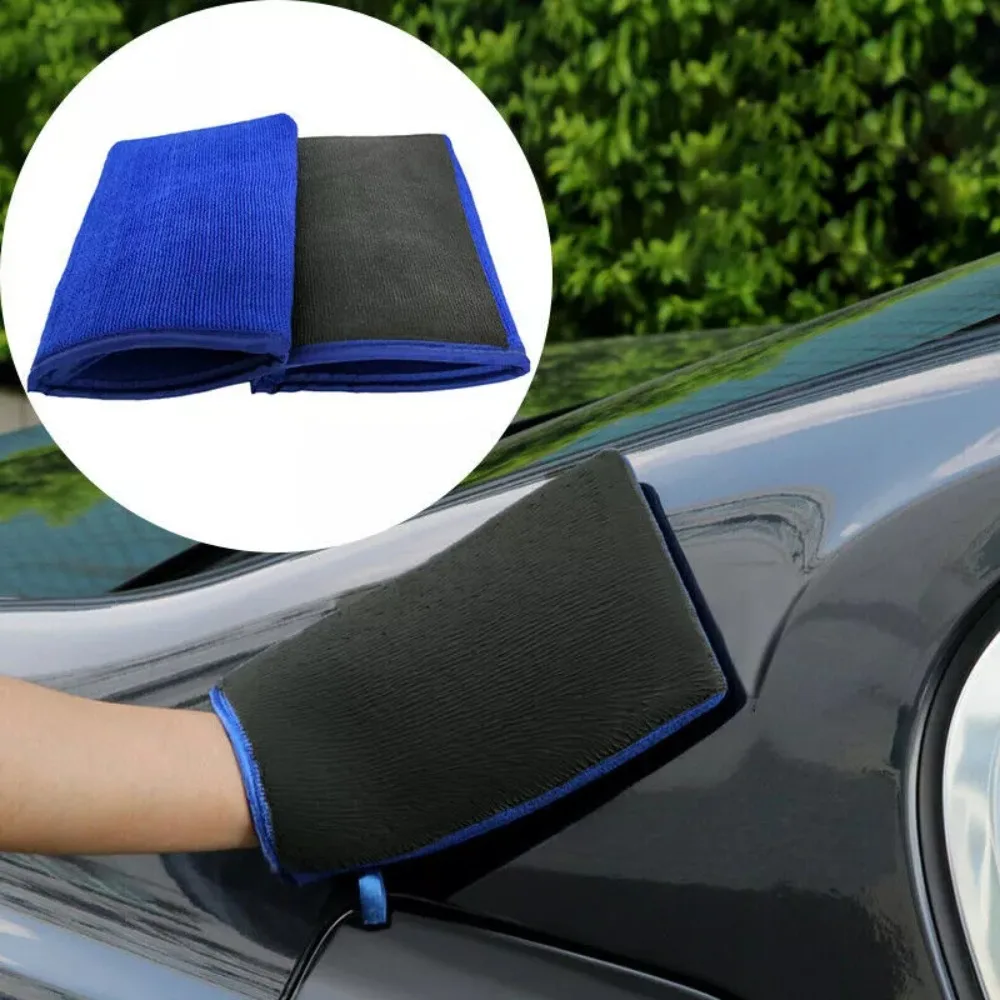 2Pcs Blue Magic Clay Mitt Glove Polish Microfiber Clay Bar Detailing Glove Stain Removal Cloth Car Beauty Cleaning Cloth