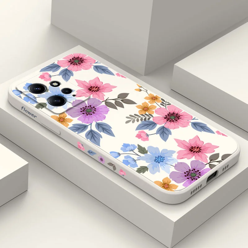 Custodia Per Telefono Spikes Safflower Per Xiaomi Redmi Note 12 12S 11 11S 10 10T 10S 9 9S 8 7 Pro Plus 4G 5G Cover In Silicone Liquido