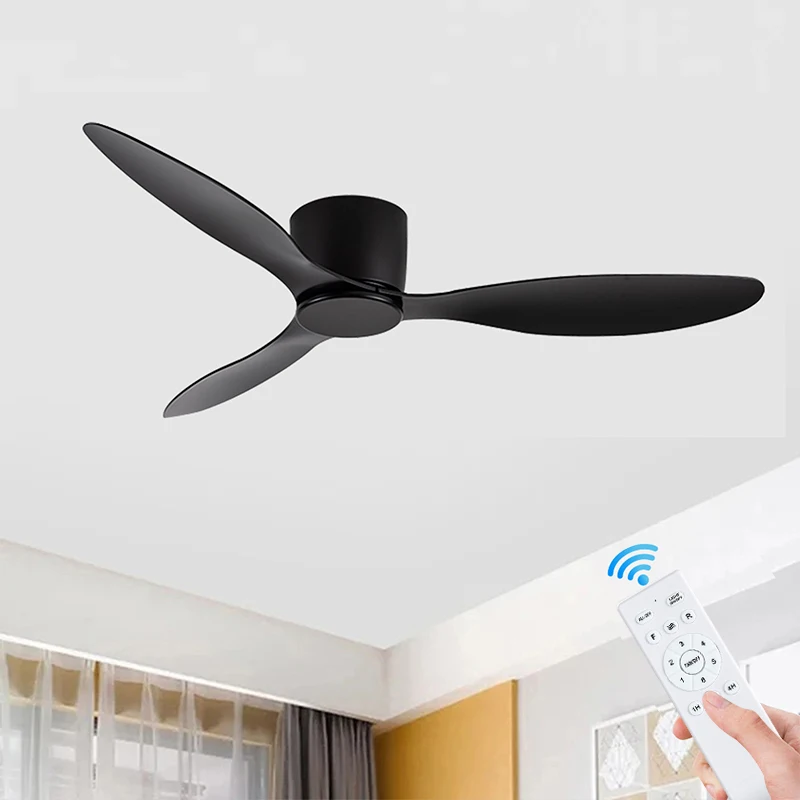 Modern Ceiling Fan Without Lights 30W DC Motor 6 Speeds Timing Fans 18CM Low Floor Loft Remote Control Lux&vitae Fan