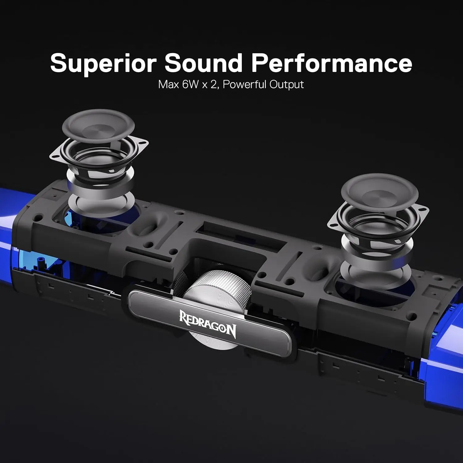 Redragon GS512 Wireless RGB Desktop 2.0 PC Computer RGB Backlight Stereo Soundbar w/BT 5.0/USB Mode Speakers,Black
