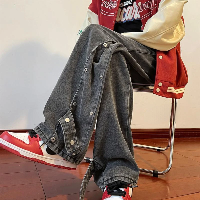 

2023 New Fashion Trousers Cross Denim Pants Streetwear Hip Hop Casual Loose Baggy Leg Jeans for Male Cargo Pants Clothing L18