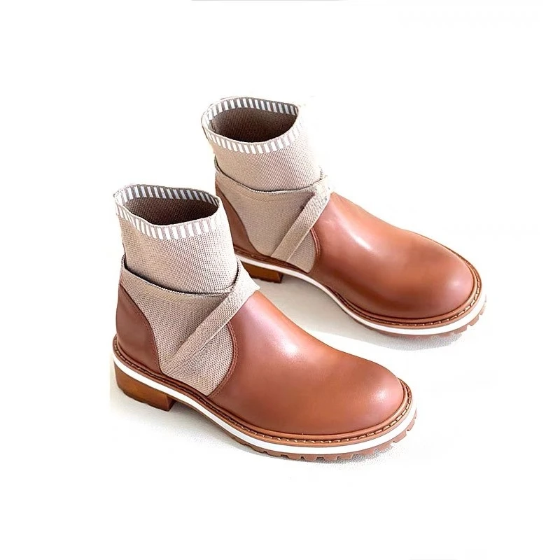 

VII 2024 Brand R Woman Boots Winter Female Shoes Fashion Leather Round Toe Slim Sock Boots Chelsea Boots Free Shipping Offers