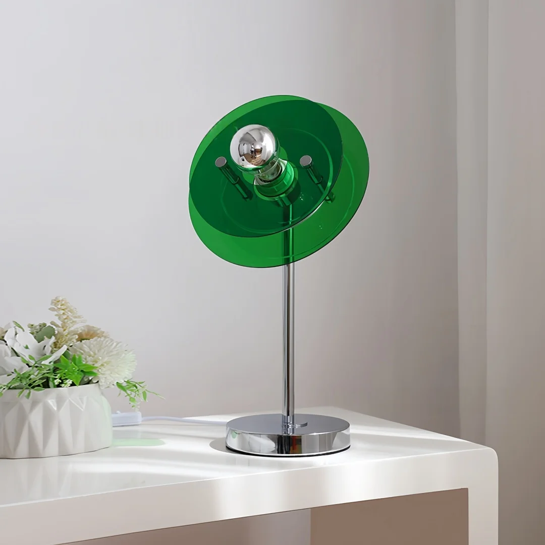 현대 LED 테이블 램프 아크릴 그늘 크롬 금속 베이스 멀티 컬러 침대 옆 램프 홈 침실 거실 장식 조명