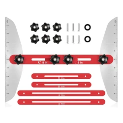 Adjustable Metal Stair Tread Template Tool for Precise Layout and Cutting (Red)