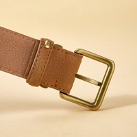 Luxury Suede Cowhide Leather Belt for Women, Vintage Style with Gold Buckle, 3.5cm Wide Waistband for Dresses & Jeans - Image 4