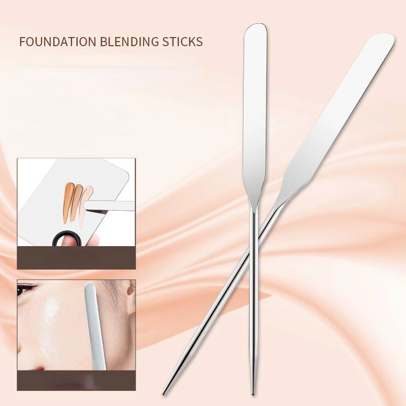 1Pcs Stainless Steel Dual Heads Makeup Toner Spatula Mixing Stick Foundation Cream Mixing Tool Cosmetic Make Up Accessories