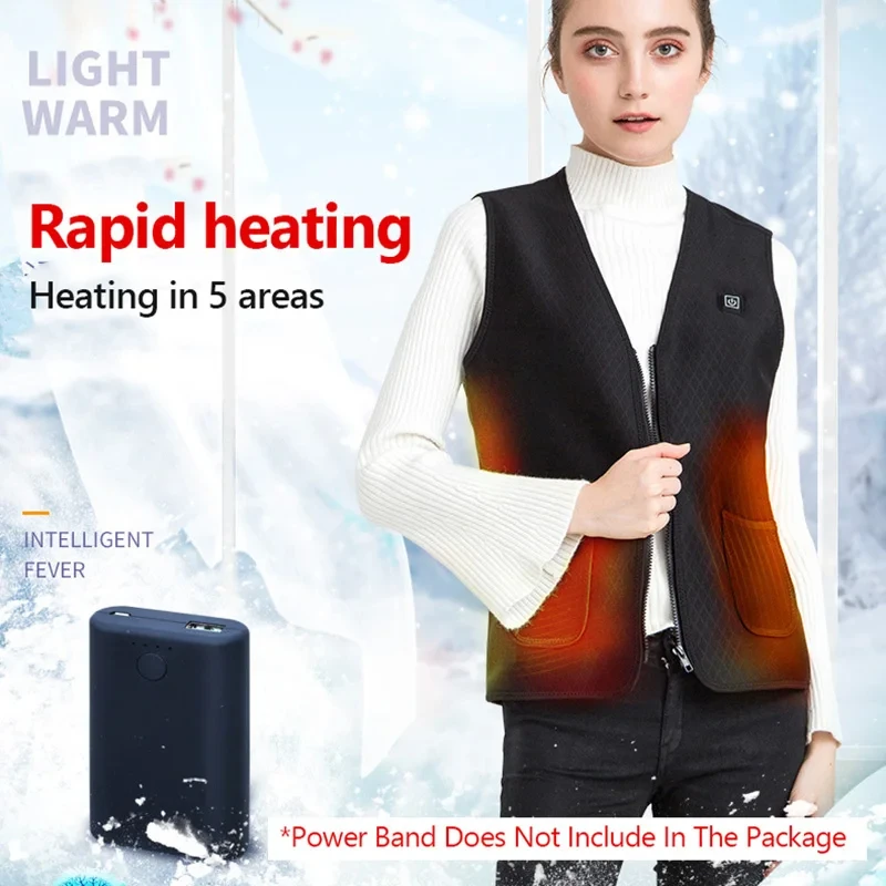 USB Heated Vest Jackets Winter Electric Heating Vest Outdoor Warm Thermal Coat Women Men Keep Warm Sportswear Heated Equippement heated jacket