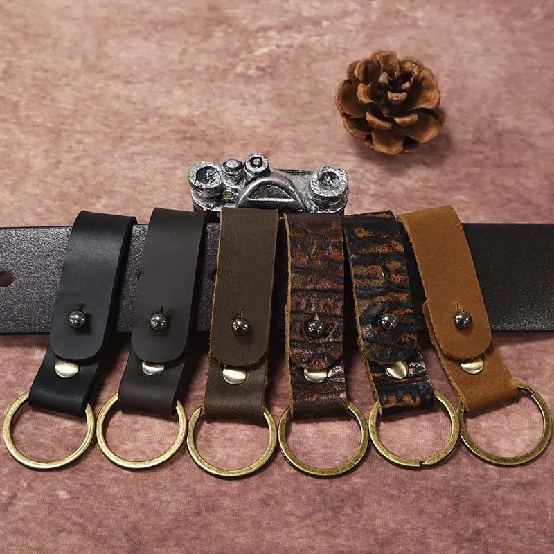 Genuine Leather Retro Keychain for Men Two Ways to Wear Handcrafted and Simple Multiple Creative Keychains key organizer