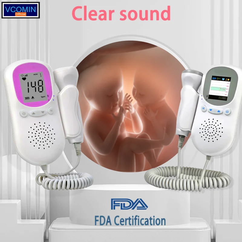 Vcomin Doppler Fetale Tasca Portatile Suono Portatile Baby Heart Gravidanza Ultrasuoni Fetale Rilevatore Di Doppler Noleggio Monitor Macchina