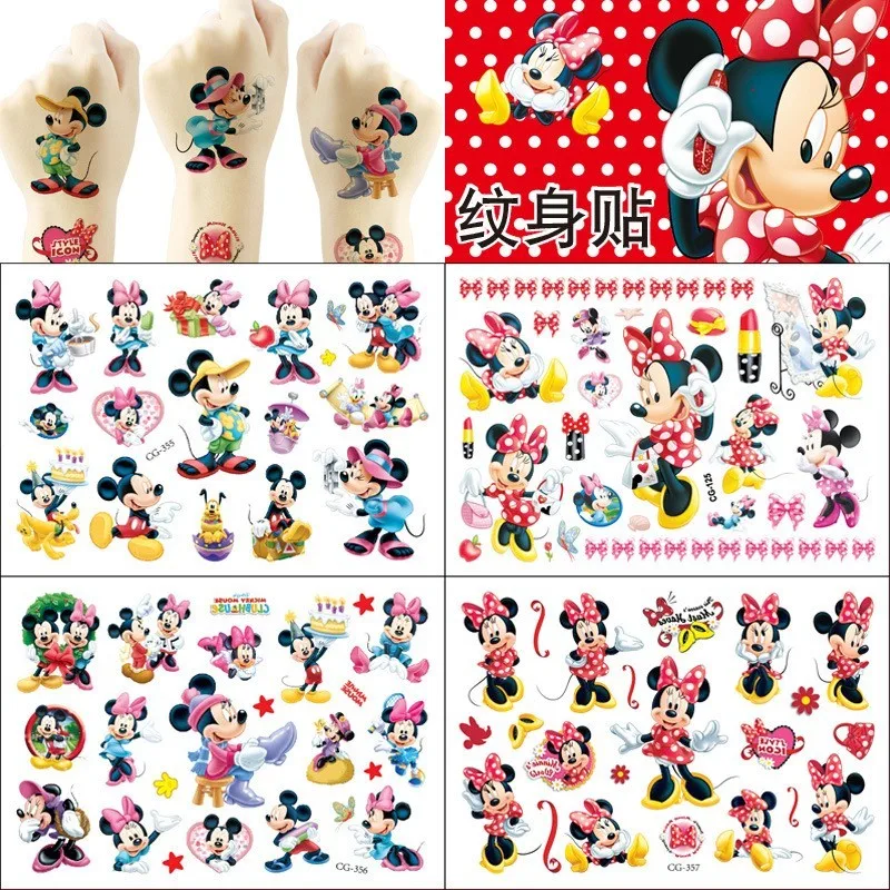 Disney Mickey Minnie Mouse Kids Tattoo Stickers Anime Figure Cartoon Girls Birthday Gift Body Art Waterproof 1Pcs tattoo sticker temporary tattoos