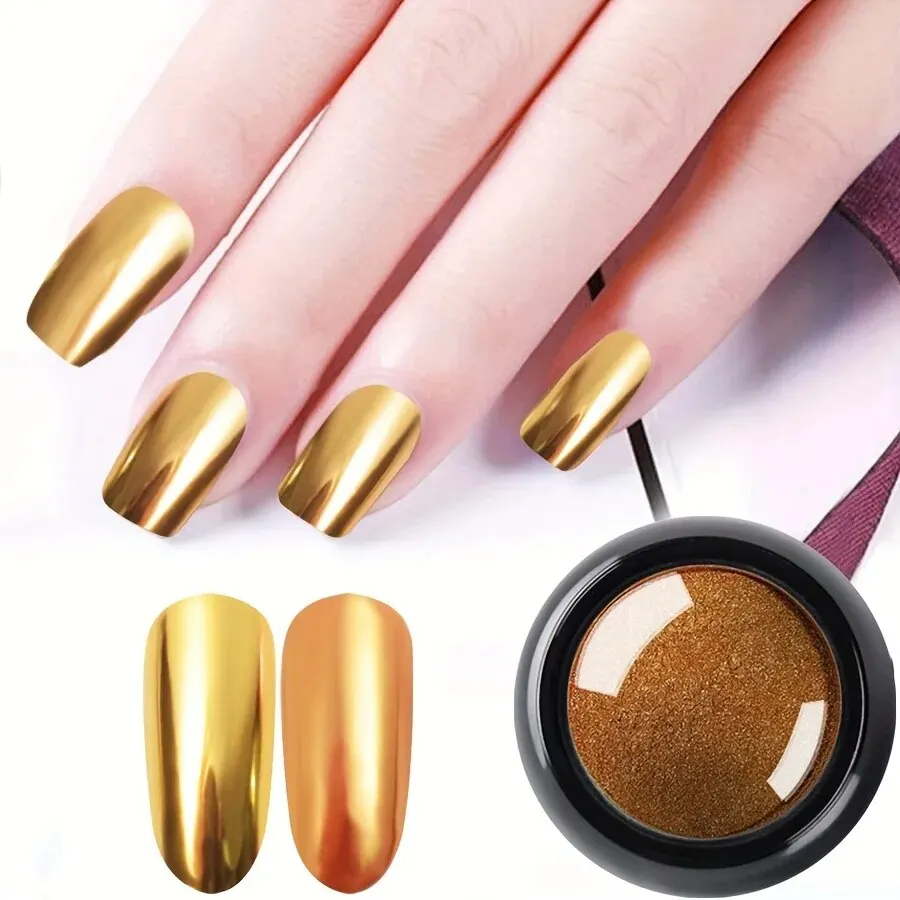 1 Scatola Metallic Mirror Powder Metal Nail Glitter Oro Rosa Champagne Silver Gel Polish Chrome Dust Manicure Flake Decoration