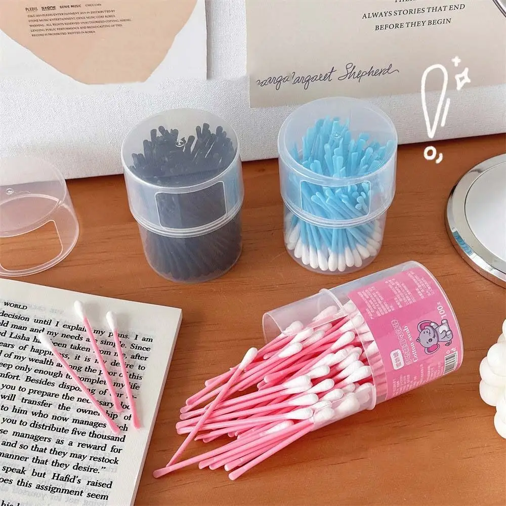 100Pcs/set Eyelash Extension Glue Removing Double Head Cotton Swabs Ear Pick Cleaner Cotton Bud Makeup Cotton Stick Makeup Tool