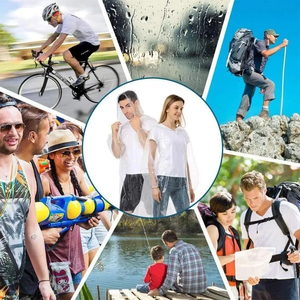 12 Ponchos Impermeables Desechables para Lluvia, para Senderismo, Montañismo, Viajes, Emergencias, Transparentes, Portát