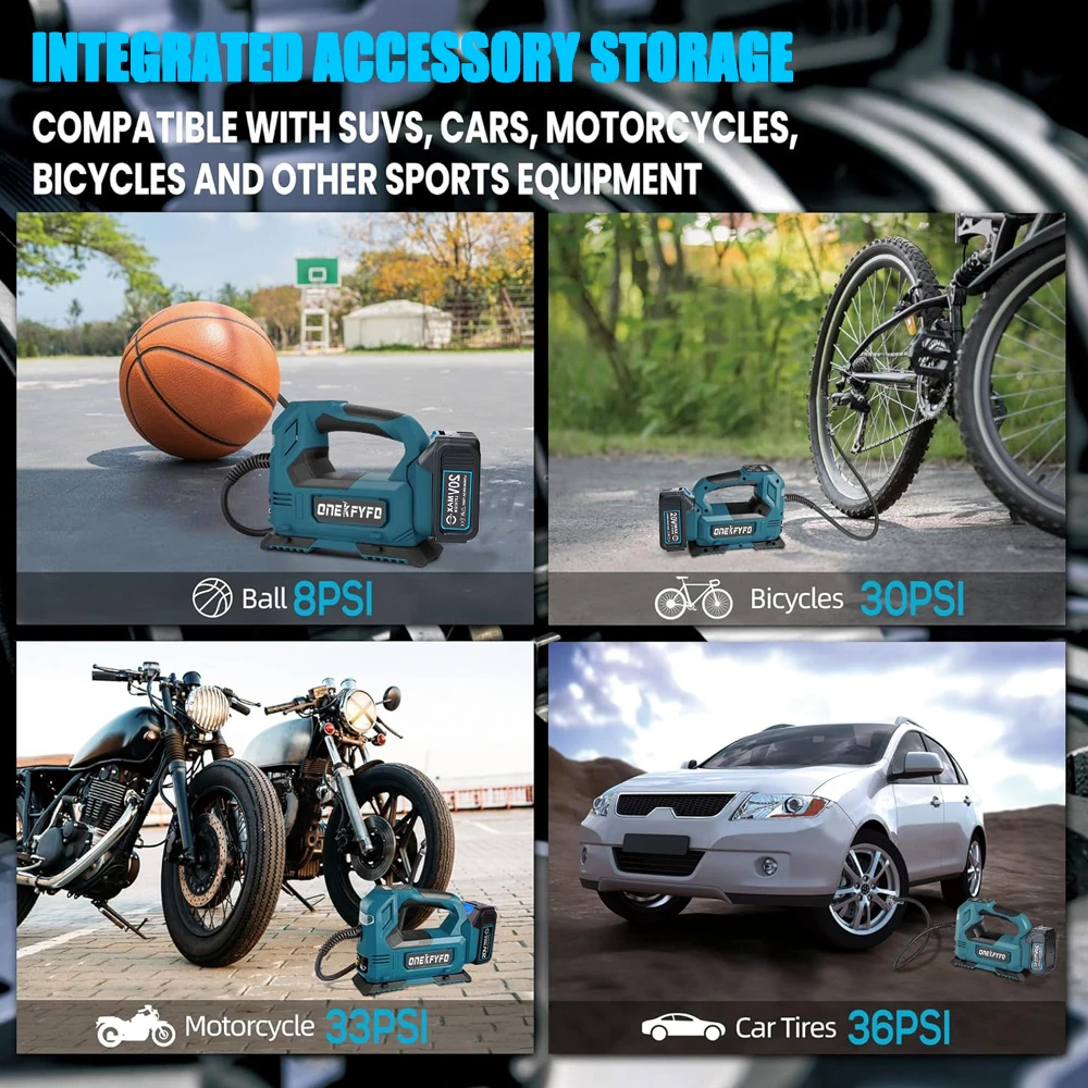 Onekfyfdポータブルデジタル車用エアコンプレッサーポンプ