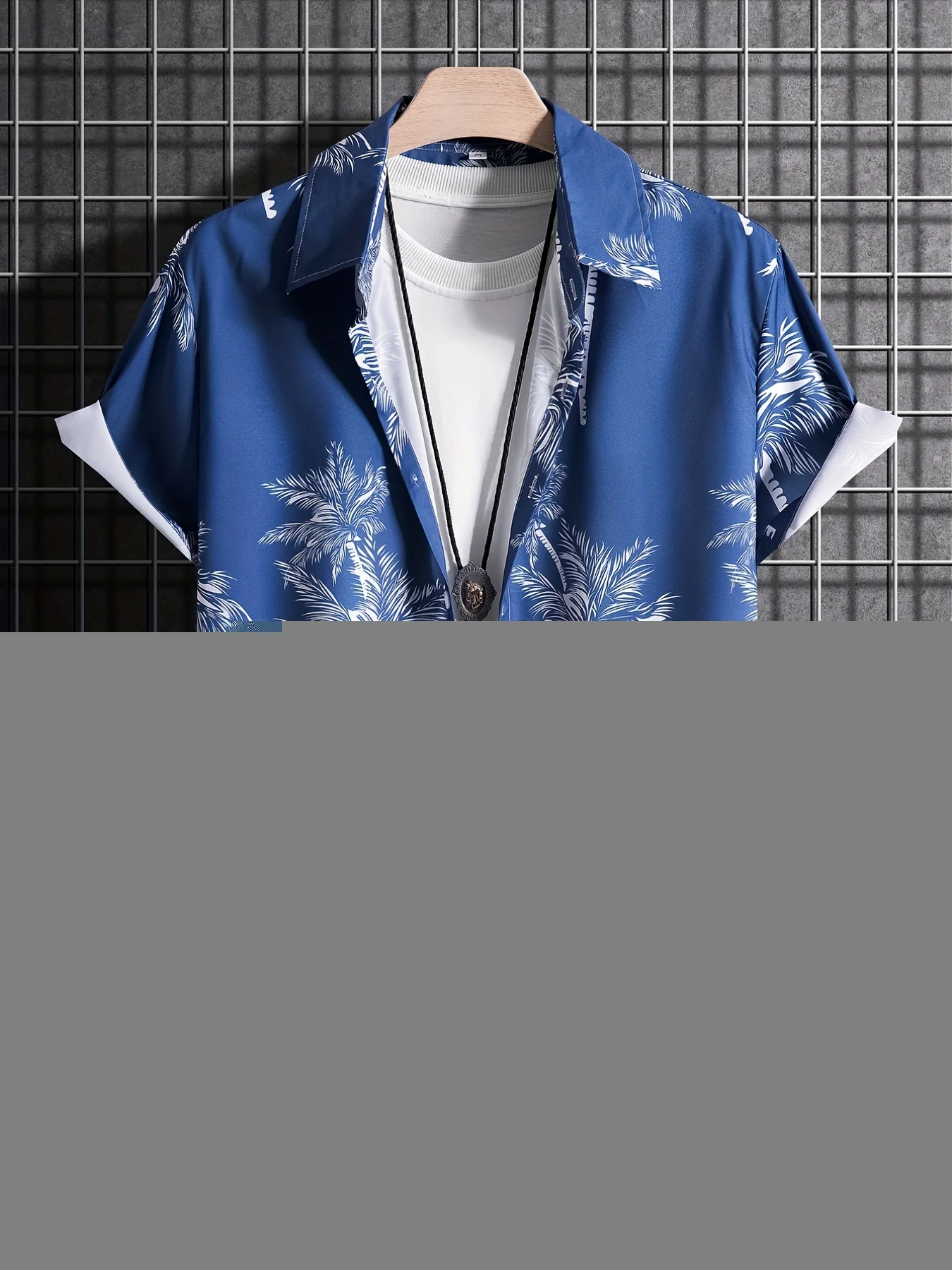 thumbnail image 1 of Camisa informal de manga corta con estampado de palmeras, camisa hawaiana para hombre para vacaciones de verano, ropa con botones y estampado de resort, 1 of 5