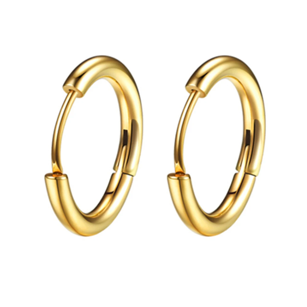1 Paar minimalistische Punk-Piercing-Creolen aus schwarzem Edelstahl für Männer, Teenager, Party, Modeaccessoires für Frauen – Detail 7