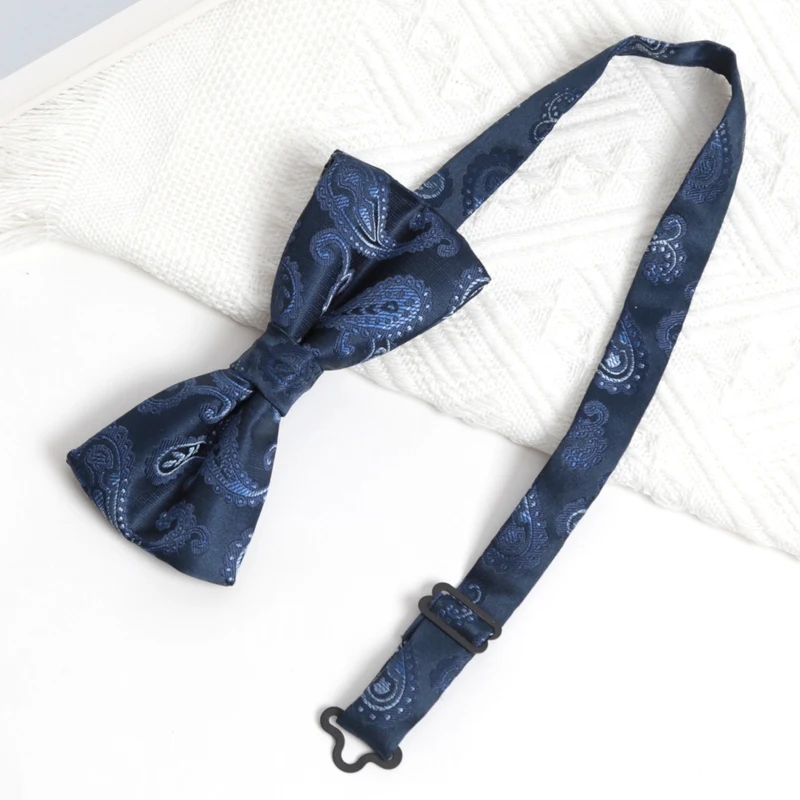 Men Elegant Blue Adult Bowtie Classic Fashion Wedding Party Formal Satin Gift Plaids Adjust Neck Bow Tie Business Accessories