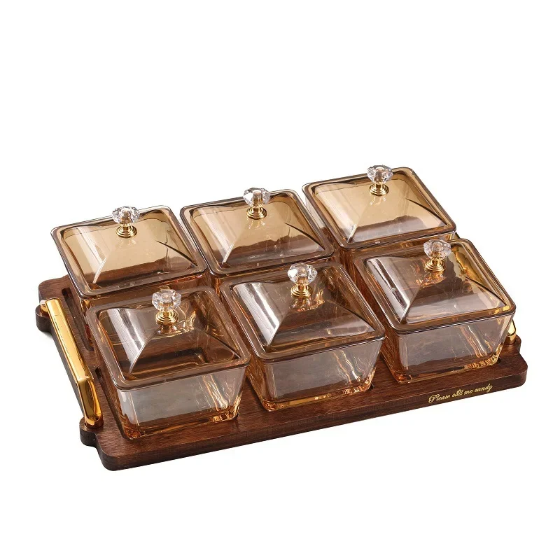 Household Dried Fruit Plate KTV Glass Fruit Tray Creative Pane Dried Dish Dim Sum Candy Box Snacks Placed on The Plate