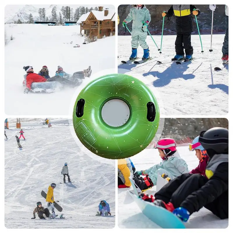 Inflatable Snow Tubes christmas snowflakes Inflatable Sled with 2 Handles Reusable Outdoor Winter Funny Toys cartoon Snow Sled