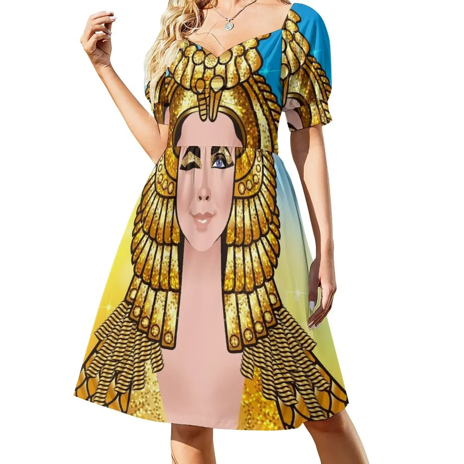 thumbnail image 1 of Un mirino y un sonrisa Vestido de manga corta Falda de mujer vestidos de noche de mujer, 1 of 7