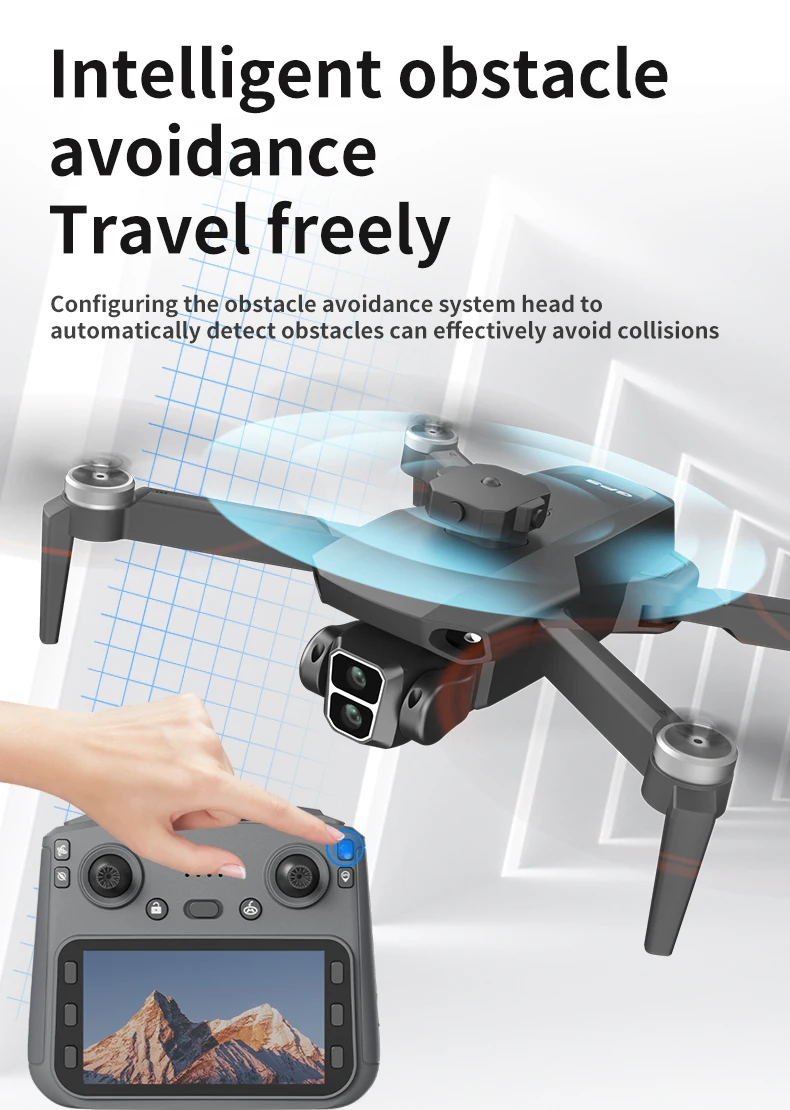 Professionale GPS Grande Schermo LCD Drone Remoto Motore Brushless 5G WIFI 3KM EIS Evitamento Ostacoli FPV Brushless Quadcopter Giocattolo - immagine 2