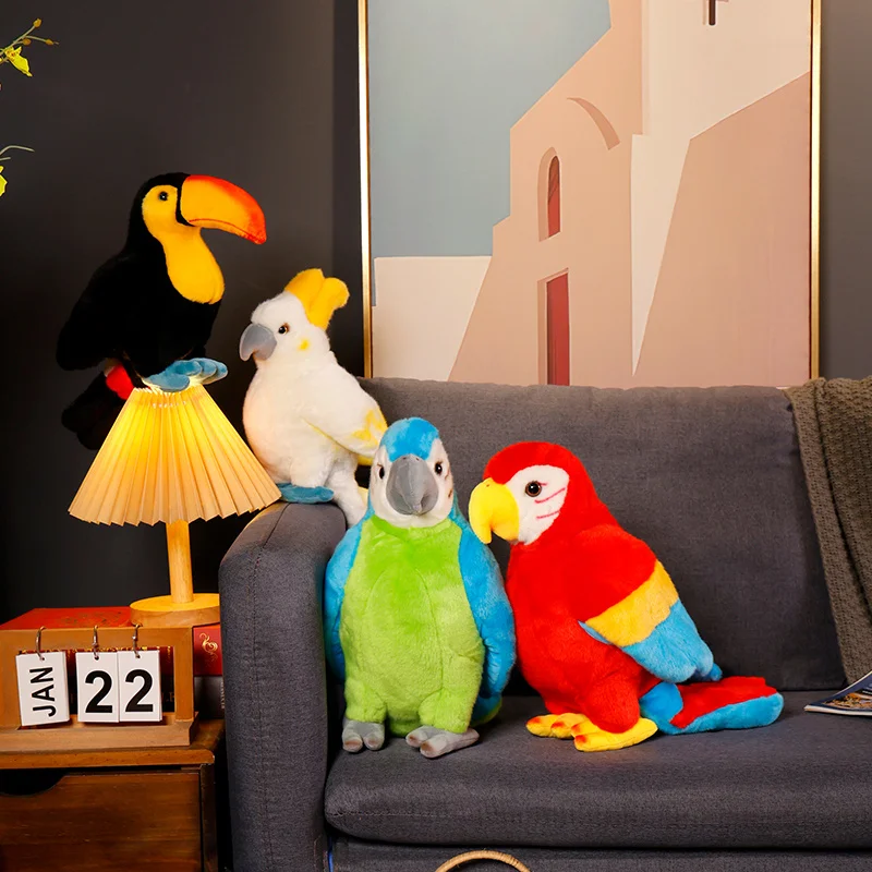 100+1 ぬいぐるみ オウム ヨウム 鳥 子供のためのカラフルなオウムのぬいぐるみ,シミュレートされた