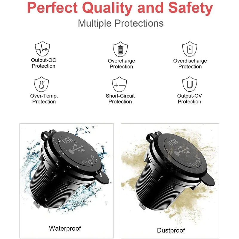 2X QC 3.0  USB  ,  12V, 24V USB ܼƮ, ġ ġ , ڵ, ؾ, Ʈ, RV, , 