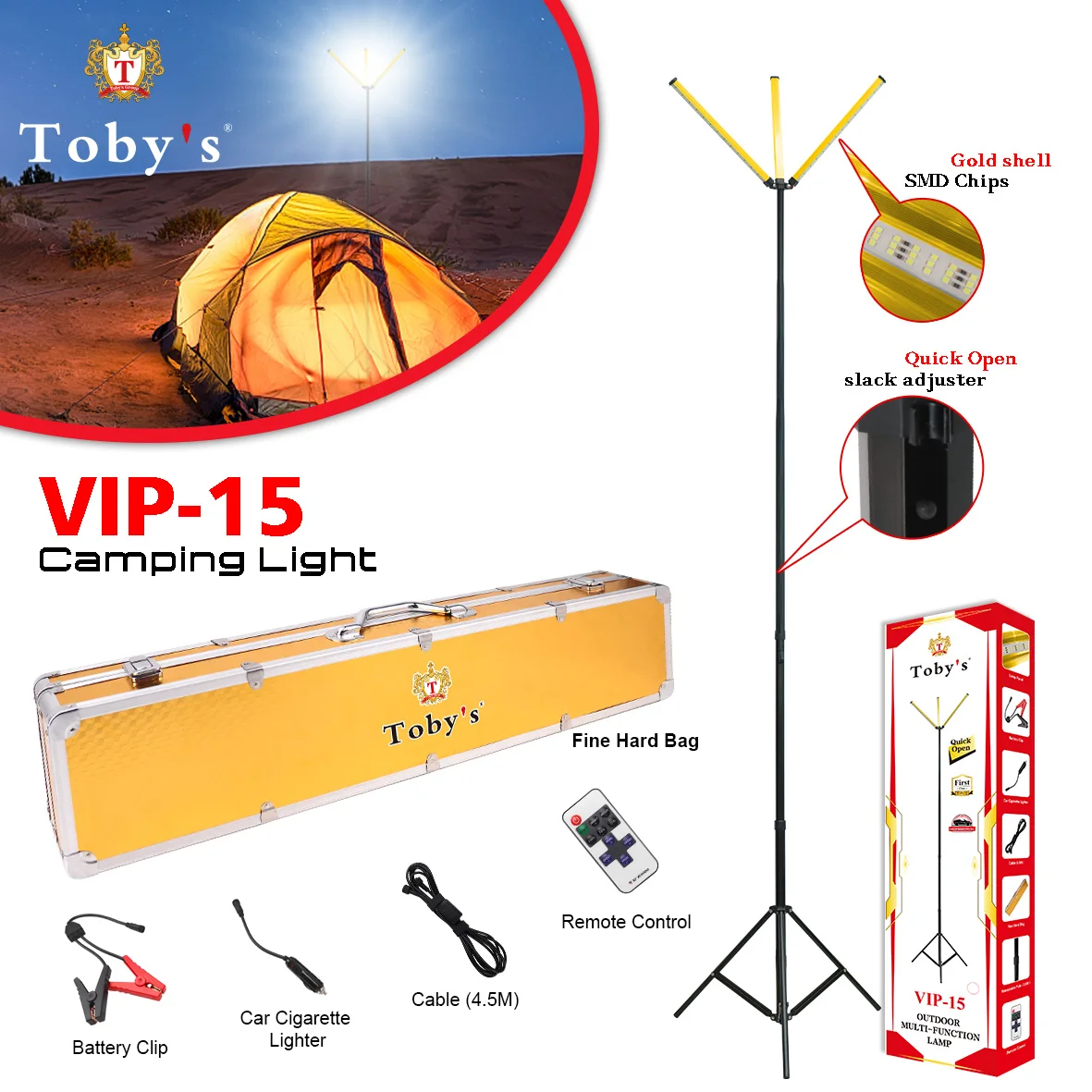 

2023 hot sell vip15 led camping lamp Factory 12V/220V COB outdoor travel work camping light case
