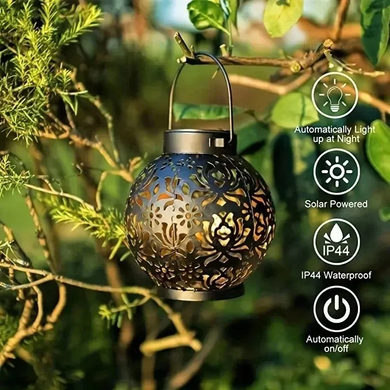 Solar Powered Metal Garden Lights Outdoor Waterproof Lantern