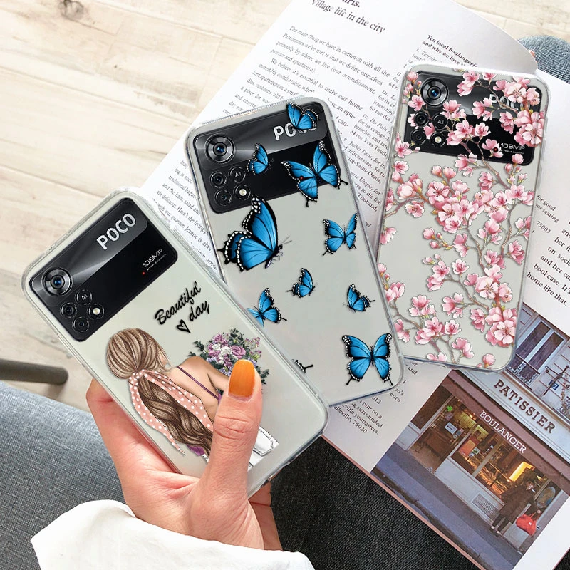 Elegant Floral Butterfly Soft Silicone Transparent Phone Case