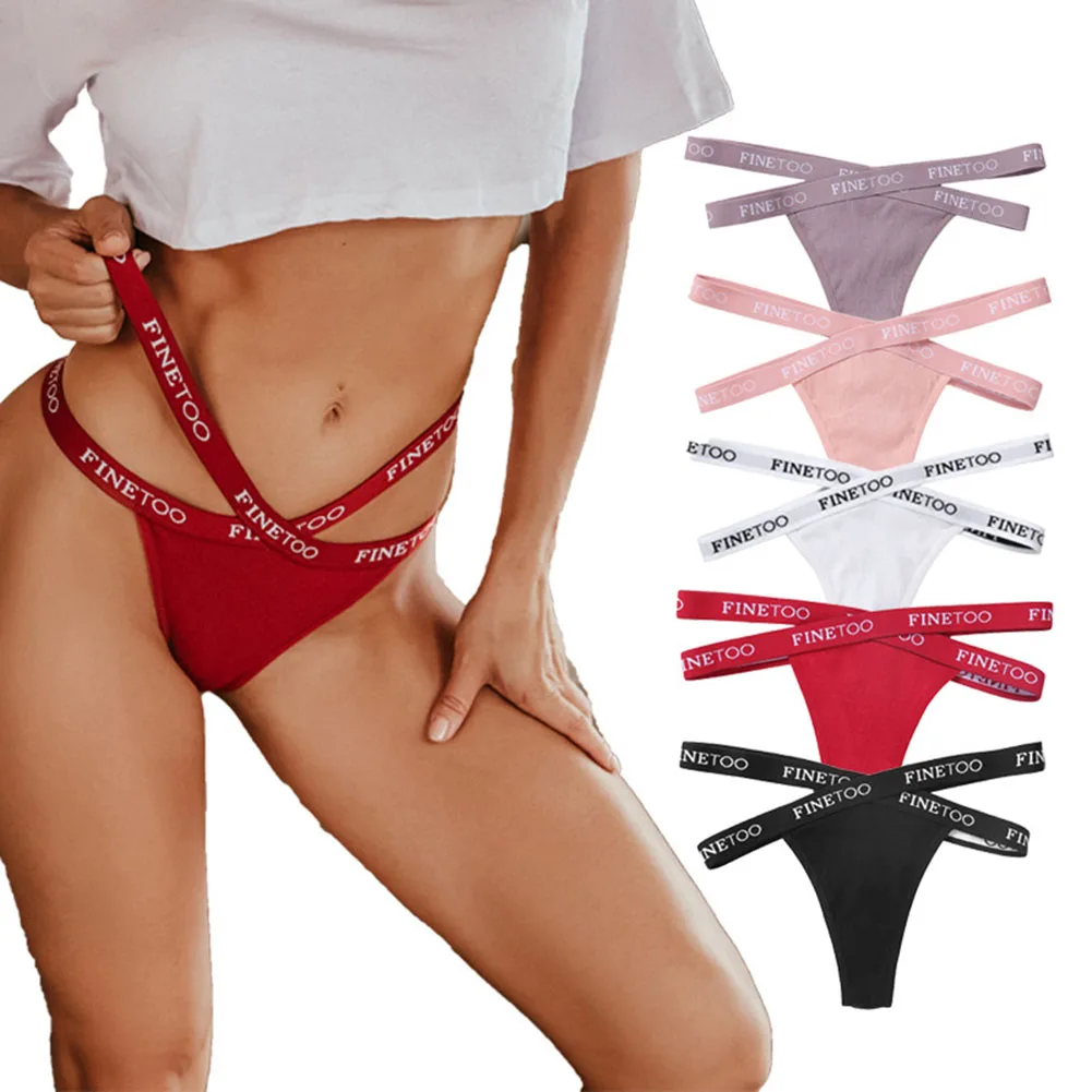 

Women Sexy Low Waist Thongs Panties Cotton Comfortable Soft G-String Underpants Letter Waistband Underwear Breathable Lingerie