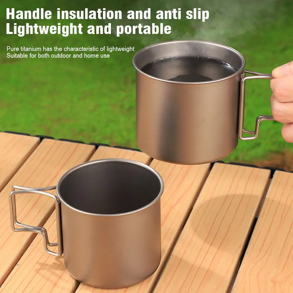 Titanium Camping Mug Cup Portable Tourist Outdoor Tableware Picnic Utensils Cooking Equipment Kitchenware for Hiking Travel