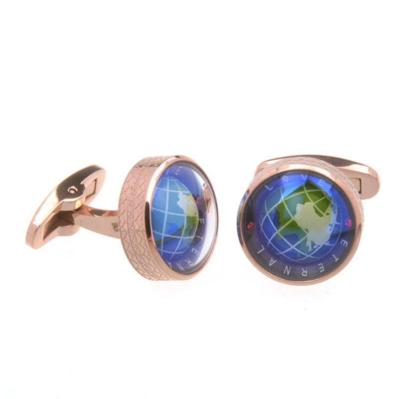 New Rotatable Globe Stainless Steel Cufflinks for Men and Women's Travel Themed Parties Casual Buttons Personalized Accessories