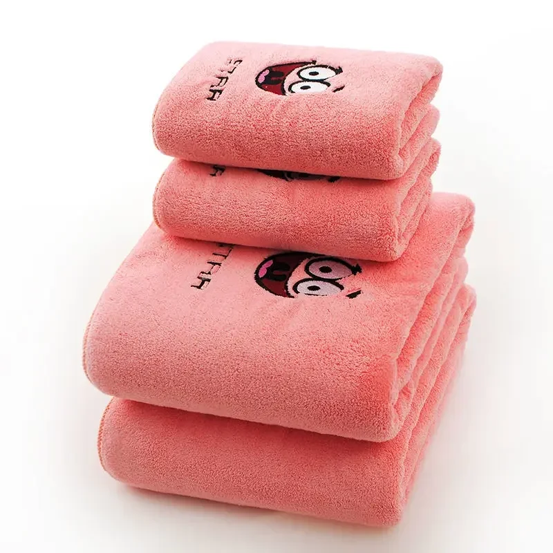 스폰지밥 패트릭 스타 타올, 애니메이션 어린이 자수 목욕 수건, 매우 두껍고 부드러운 성인 소년 소녀 얼굴 수건