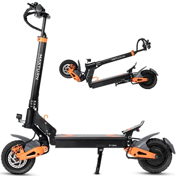 Monopattino Elettrico Maxturn X1Ultra per Adulti - Batteria a Lunga Autonomia 48V 20.8Ah - Doppi Motori da 1100W - Pneumatici All-Terrain da 10'' - Sblocco NFC
