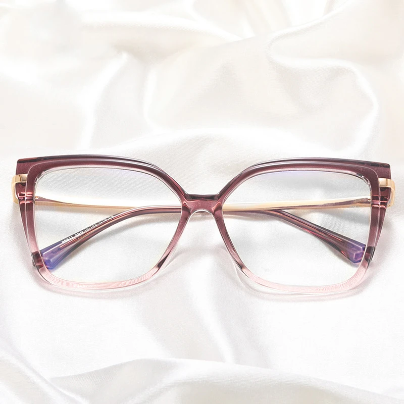 Stylish Optics Minus Myopia Glasses Women Leopard Oversized Square Eyeglasses Frame Metal Computer Anti Blue Light Glasses 0~-6. 5