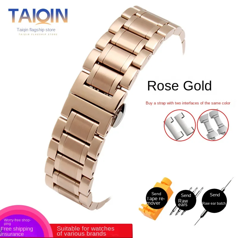 Vibrant Stainless Steel Flat Curved End Watch Strap - Multiple Sizes