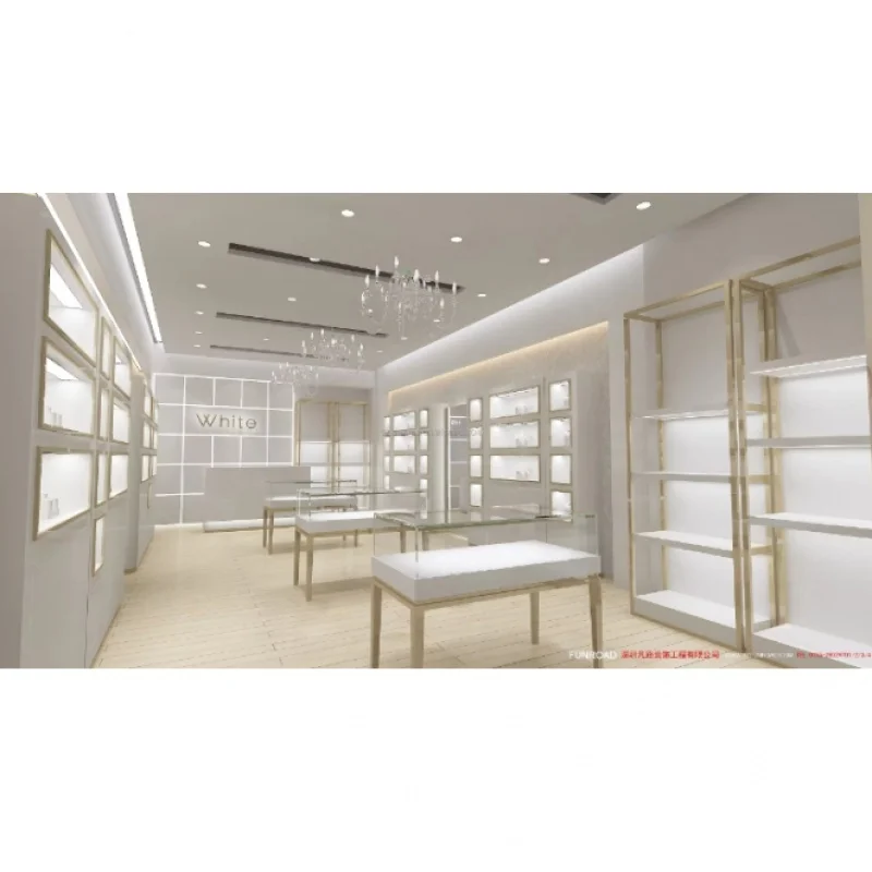 

Custom. luxury stainless steel display stand for jewelry store interior showcase furniture glass counter decoration
