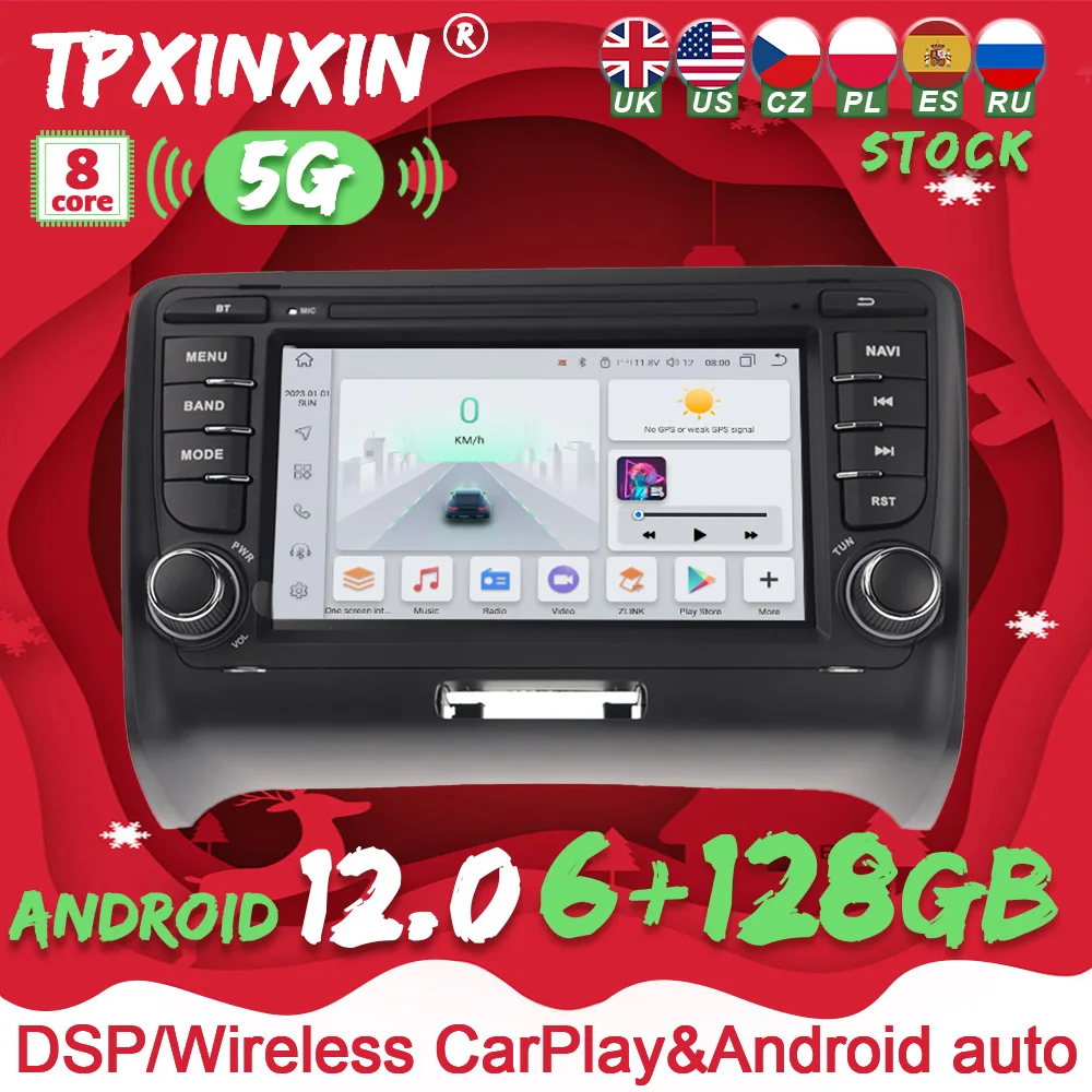 

7 INCH Android 12.0 Car Multimedia Player For AUDI TT 2006-2013 Car Radio Stereo GPS Navigation Wifi DSP CarPlay Head Unit