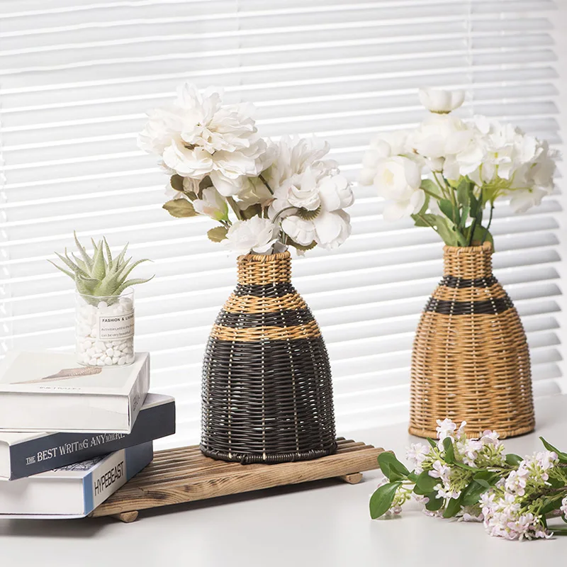 Handmade Woven Imitation Rattan Flower Vase