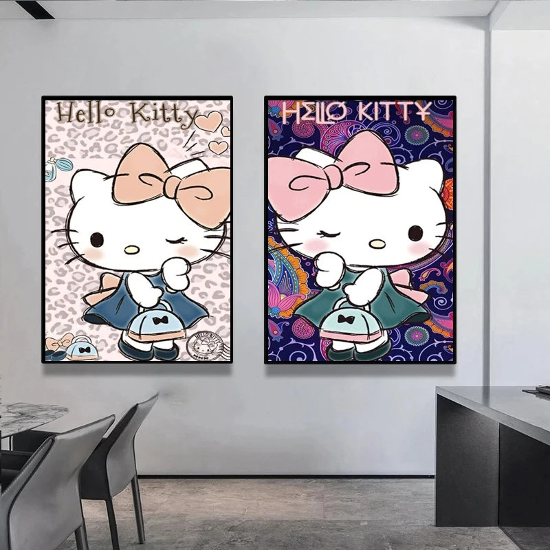 

Print On Canvas Hello Kittys Wall Stickers Comics Pictures Christmas Gifts Aesthetic Poster Modular Prints High Quality Art