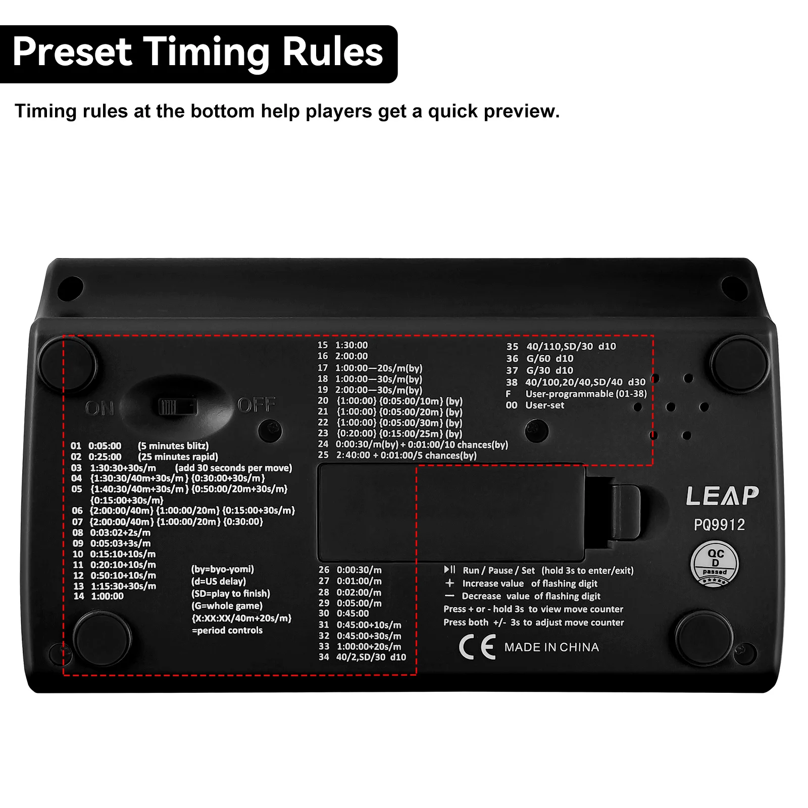 LEAP New Chess Clocks Electronic Alarm Stop Timer Professional Portable Digital Pieces Count Up Down Watch Board Games