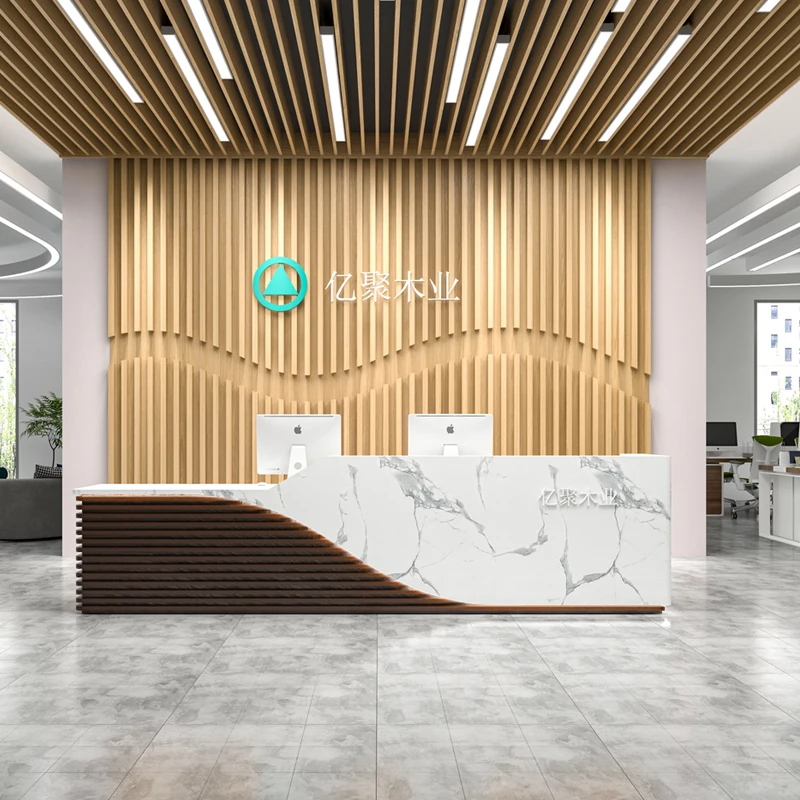 Wooden Reception Desks Supermarket Lecture Bench Shop Counter Reception Desks Office Comptoir De Caisse Boutique Bar Furniture
