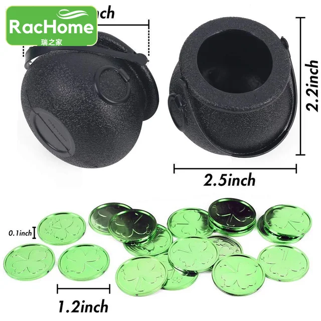 Szent Patrik Szerencsés Shamrock Műanyag Érmék + Cukorka Kannák Ír Zöld Lóhere Dekoráció Kincsvadászat Játékszerek 25Pcs - Image 2